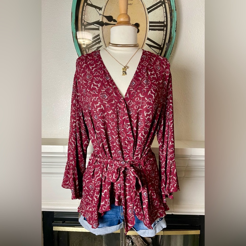 Octavia Burgundy Blouse